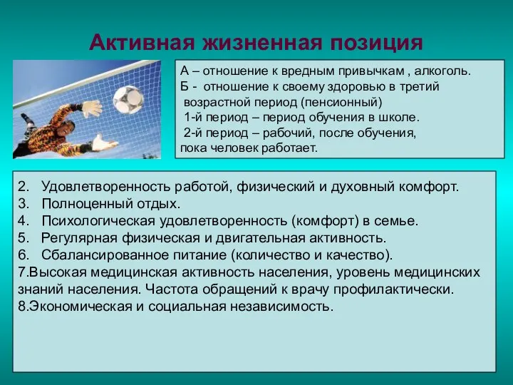 Активная жизненная позиция А – отношение к вредным привычкам ,