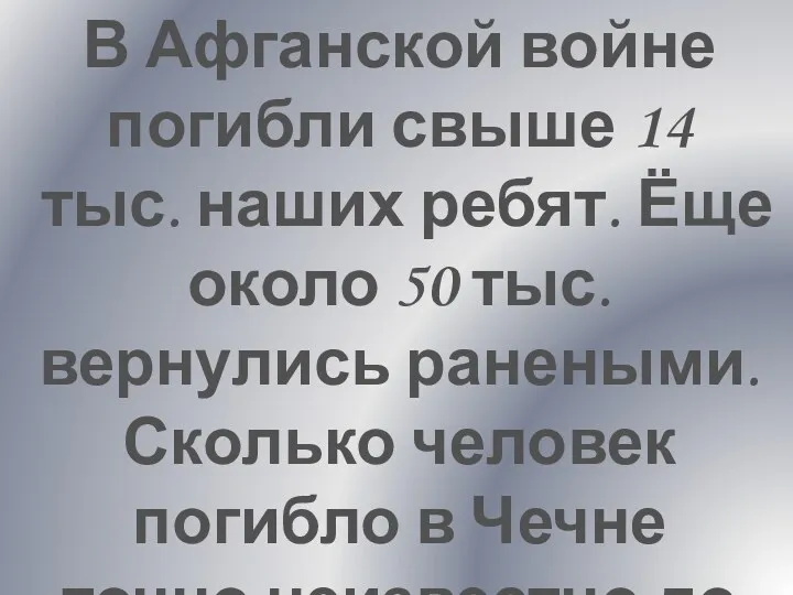 В Афганской войне погибли свыше 14 тыс. наших ребят. Ёще