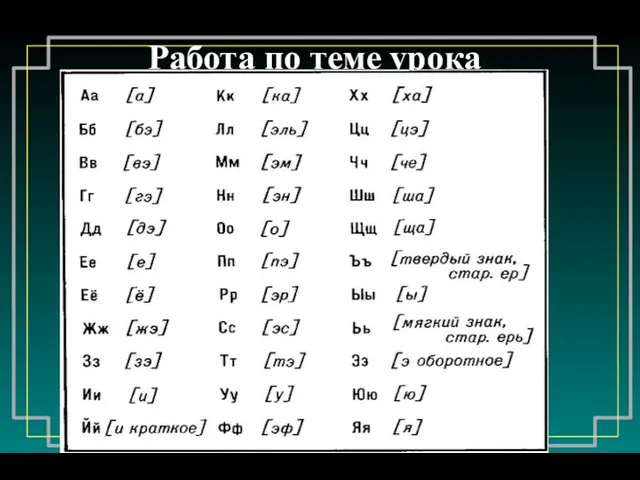 Работа по теме урока