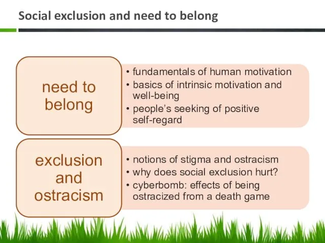 Social exclusion and need to belong