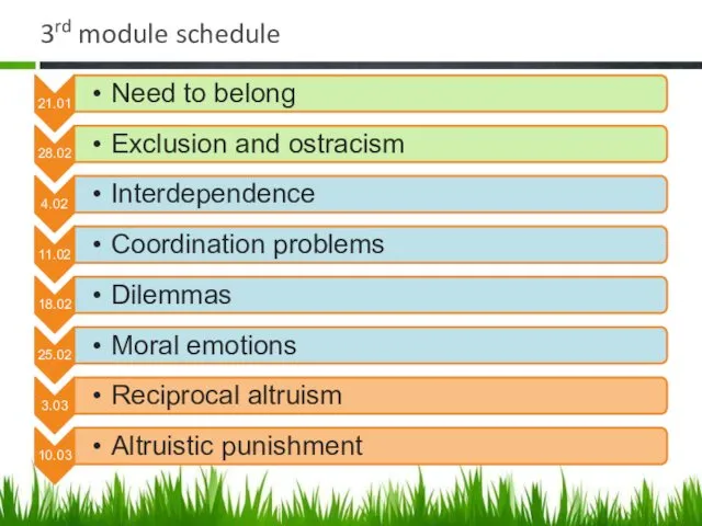 3rd module schedule