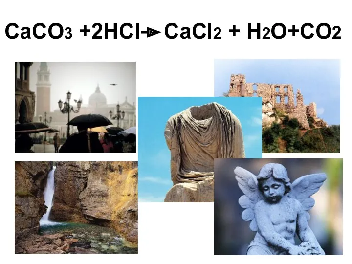 СaCO3 +2HCl CaCl2 + H2O+CO2