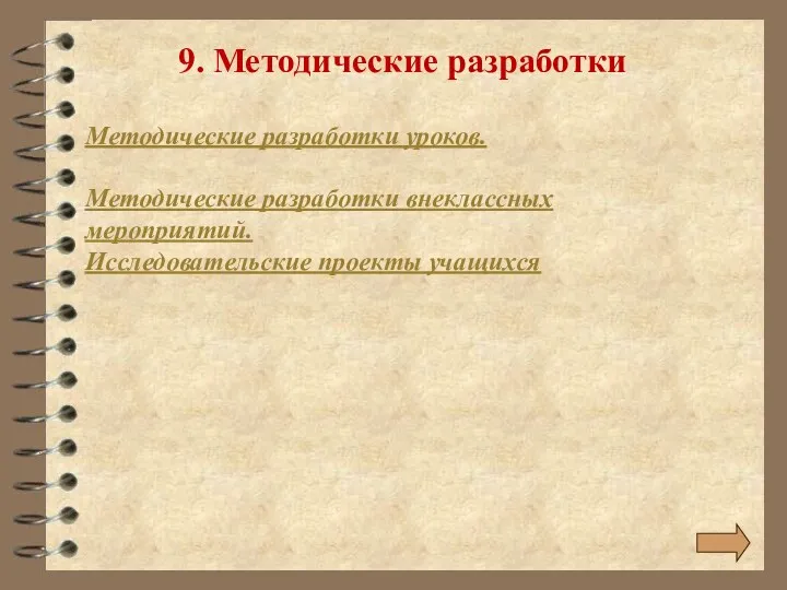 Методические разработки уроков. Методические разработки внеклассных мероприятий. Исследовательские проекты учащихся 9. Методические разработки