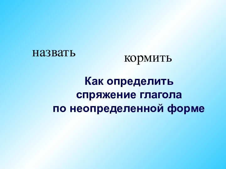 назвать кормить Как определить спряжение глагола по неопределенной форме