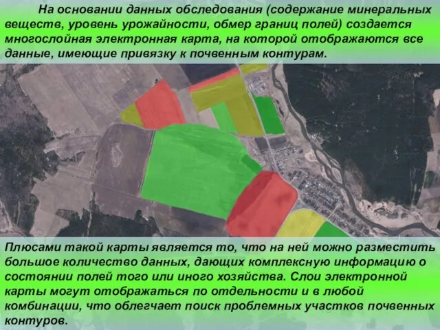 На основании данных обследования (содержание минеральных веществ, уровень урожайности, обмер