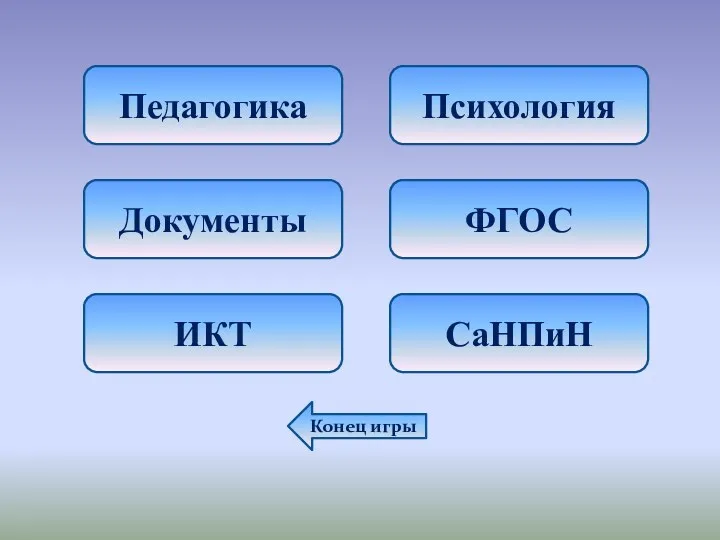 Педагогика Психология Документы ФГОС ИКТ СаНПиН Конец игры