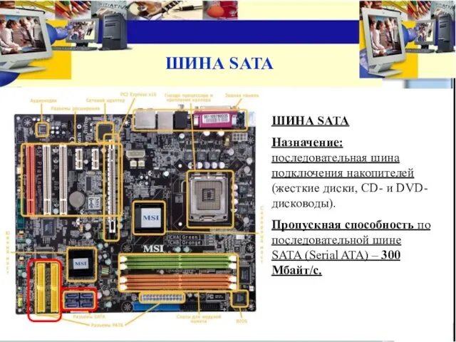 ШИНА SATA ШИНА SАТА Назначение: последовательная шина подключения накопителей (жесткие