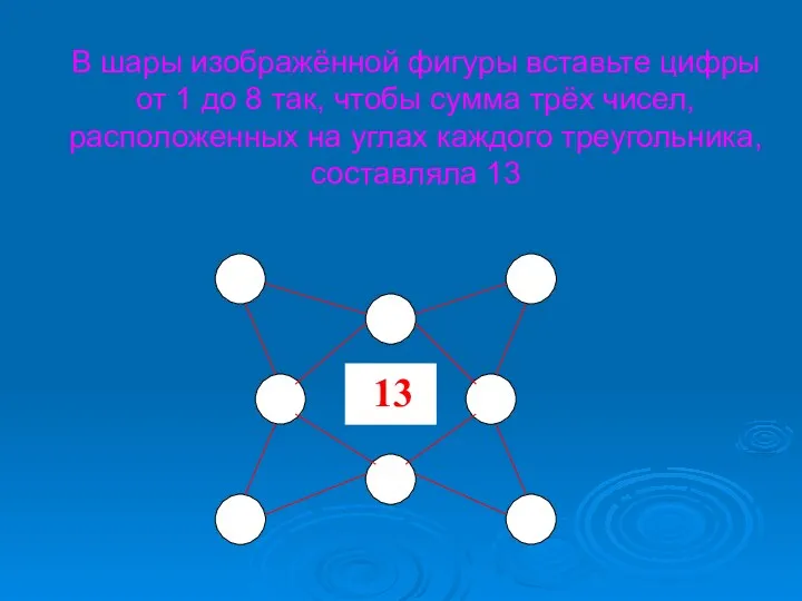 В шары изображённой фигуры вставьте цифры от 1 до 8