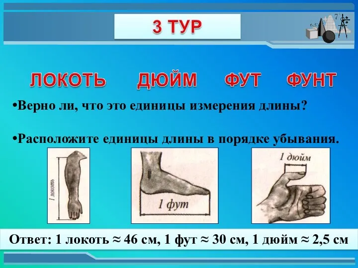 Верно ли, что это единицы измерения длины? Расположите единицы длины