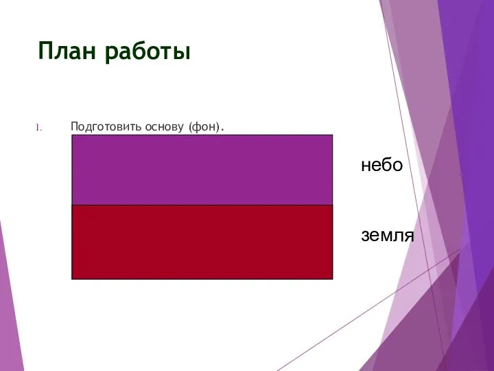 План работы Подготовить основу (фон). земля небо