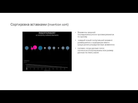 Сортировка вставками (Insertion sort) Элементы входной последовательности просматриваются по одному