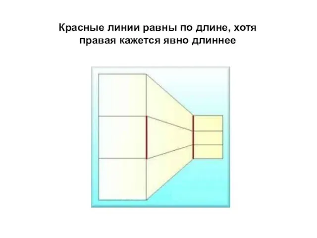 Красные линии равны по длине, хотя правая кажется явно длиннее