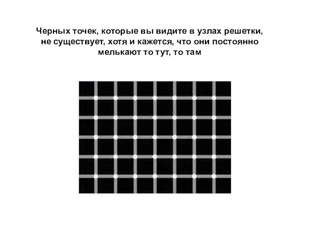 Черных точек, которые вы видите в узлах решетки, не существует, хотя и кажется,