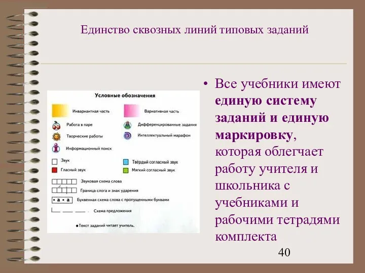 Единство сквозных линий типовых заданий Все учебники имеют единую систему заданий и единую