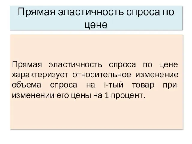 Прямая эластичность спроса по цене Прямая эластичность спроса по цене