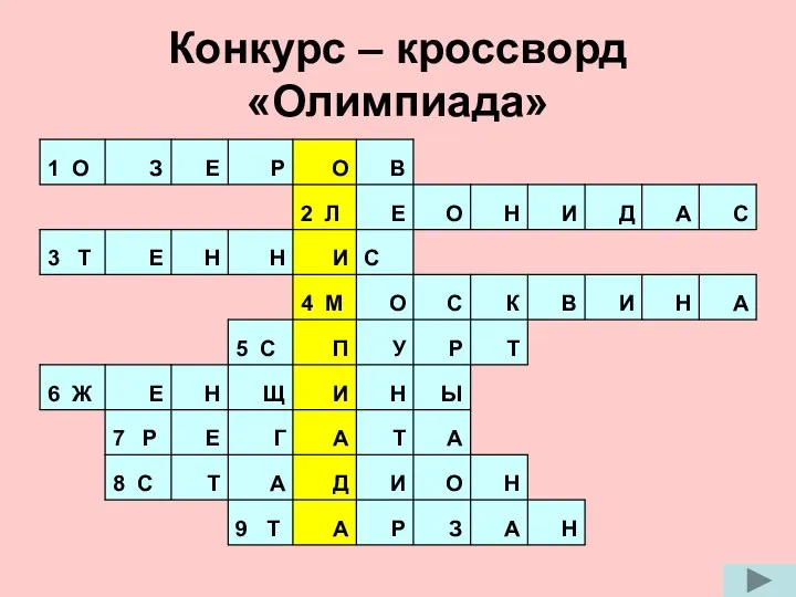 Конкурс – кроссворд «Олимпиада»