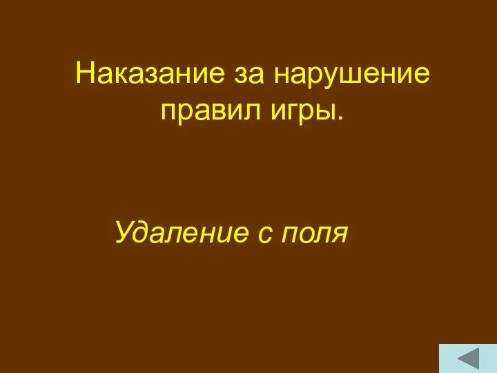 Наказание за нарушение правил игры. Удаление с поля