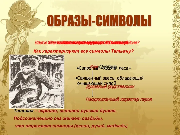 Кто является проводником Татьяны во сне? Каково значение этого символа?