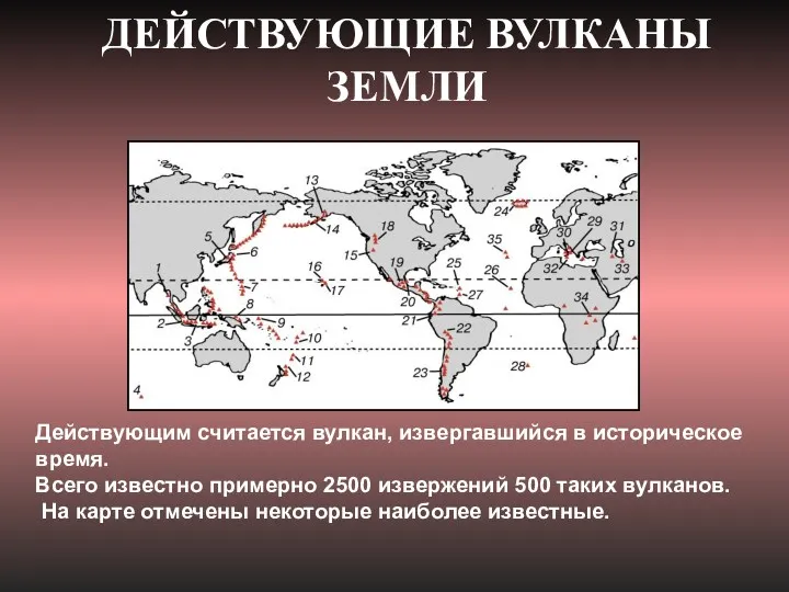 Действующим считается вулкан, извергавшийся в историческое время. Всего известно примерно