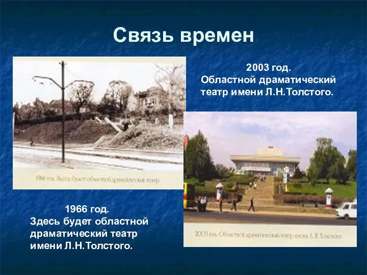 Связь времен 2003 год. Областной драматический театр имени Л.Н.Толстого. 1966