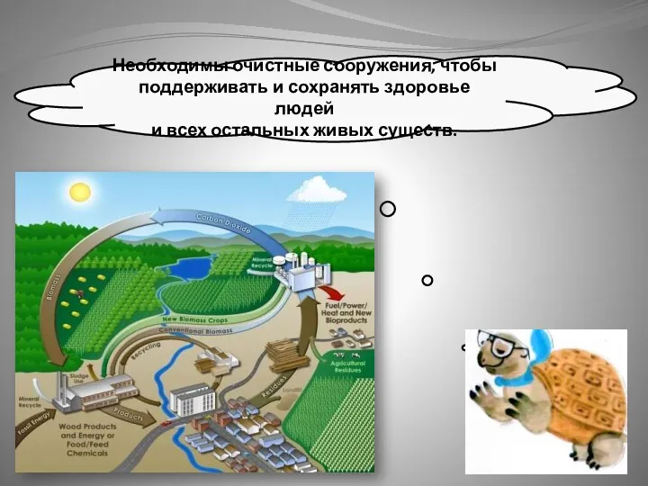 Необходимы очистные сооружения, чтобы поддерживать и сохранять здоровье людей и всех остальных живых существ.