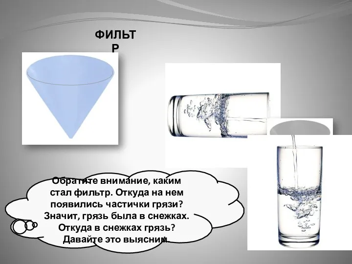 ФИЛЬТР Обратите внимание, каким стал фильтр. Откуда на нем появились частички грязи? Значит,