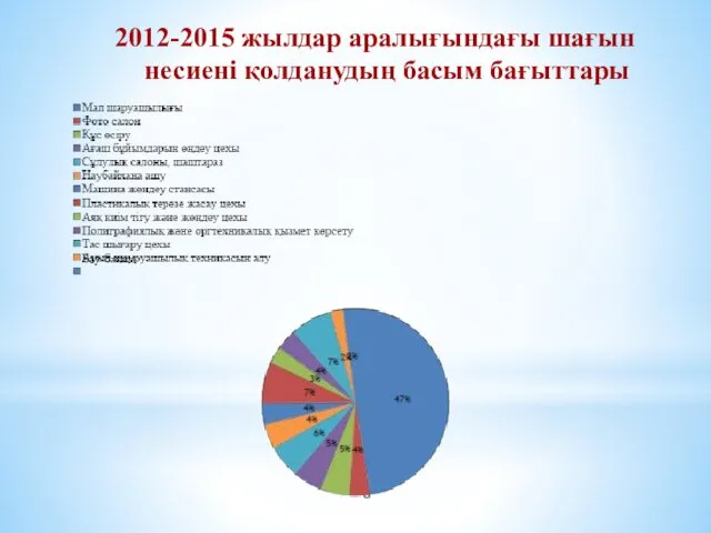 2012-2015 жылдар аралығындағы шағын несиені қолданудың басым бағыттары