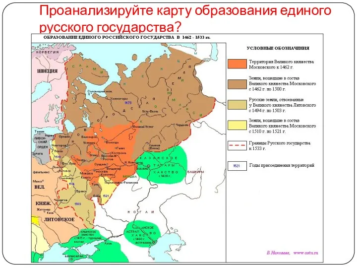 Проанализируйте карту образования единого русского государства?