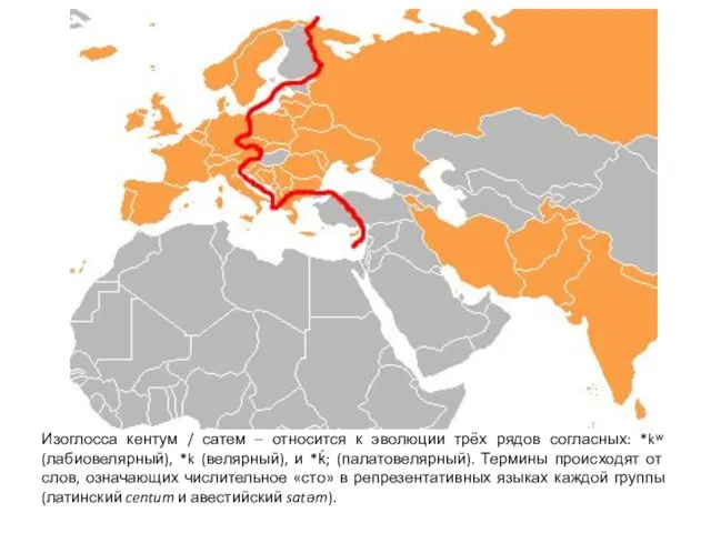 Изоглосса кентум / сатем – относится к эволюции трёх рядов