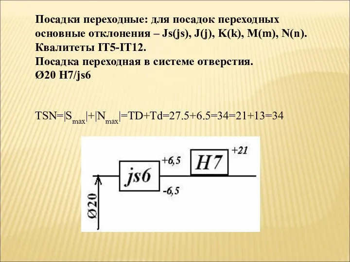 Посадки переходные: для посадок переходных основные отклонения – Js(js), J(j),