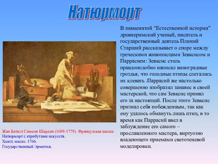 Натюрморт Жан Батист Симеон Шарден (1699-1779). Французская школа Натюрморт с