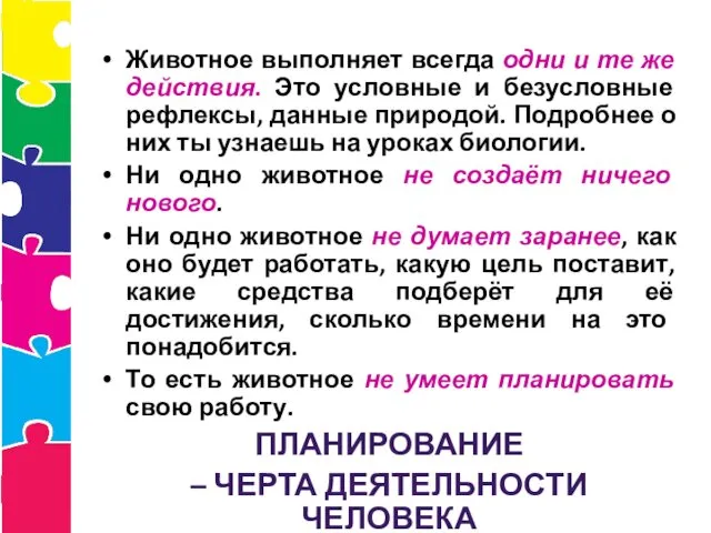 Животное выполняет всегда одни и те же действия. Это условные