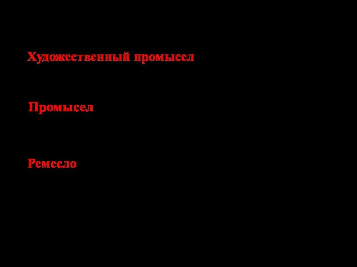 Художественный промысел - изготовление народных художественных изделий Промысел 1.Добывание чего-либо,