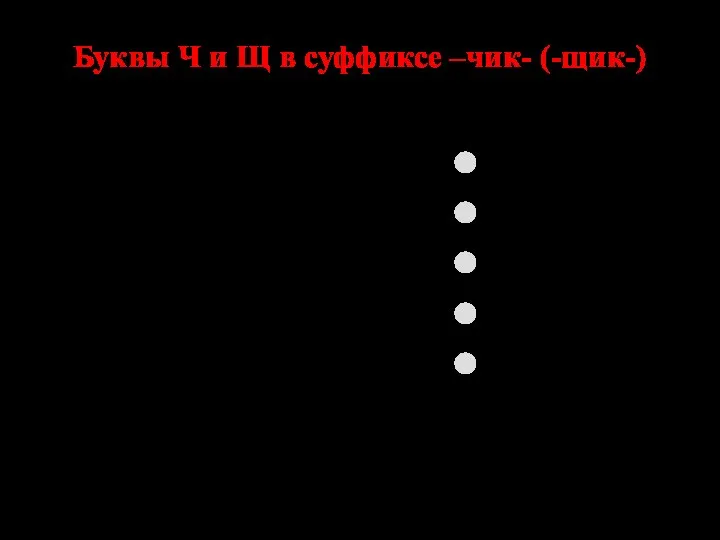 Буквы Ч и Щ в суффиксе –чик- (-щик-) прессовать резать формовать шлифовать лакировать