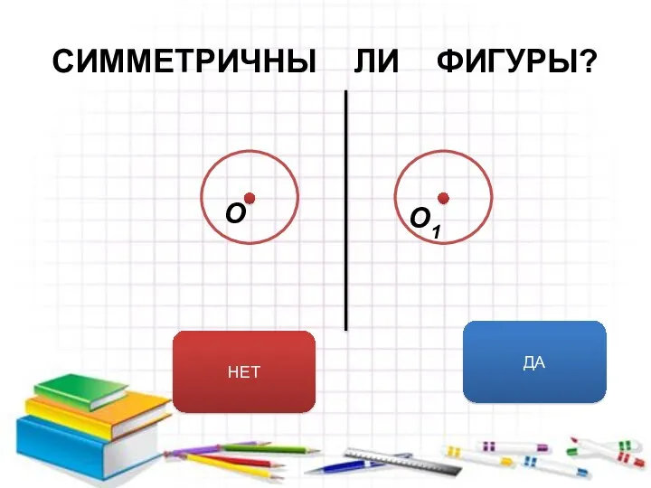 СИММЕТРИЧНЫ ЛИ ФИГУРЫ? ДА НЕТ О О1