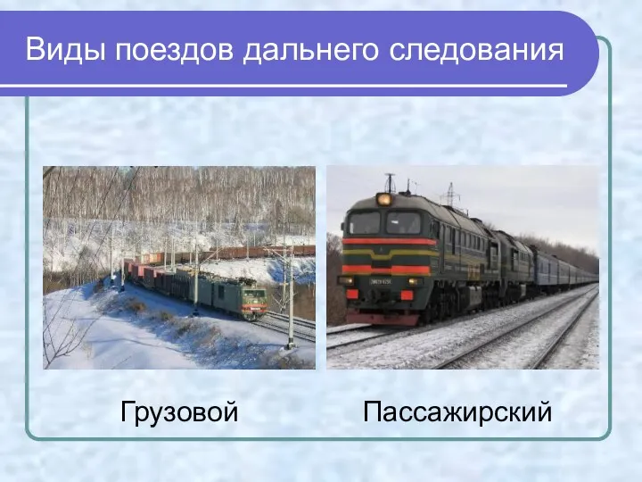 Виды поездов дальнего следования Грузовой Пассажирский