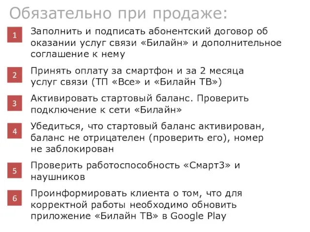 Обязательно при продаже: Заполнить и подписать абонентский договор об оказании