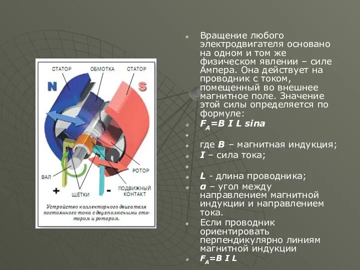 Вращение любого электродвигателя основано на одном и том же физическом