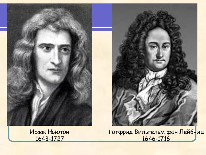 Исаак Ньютон 1643-1727 Готфрид Вильгельм фон Лейбниц 1646-1716