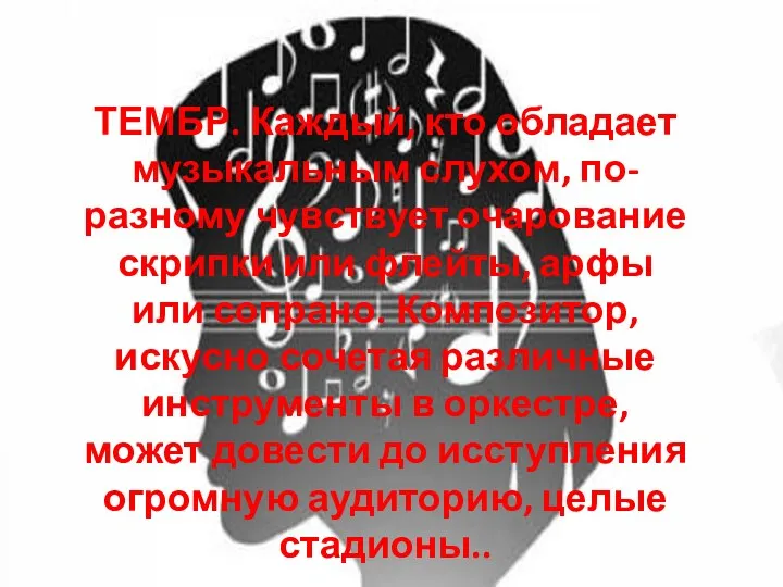 ТЕМБР. Каждый, кто обладает музыкальным слухом, по-разному чувствует очарование скрипки