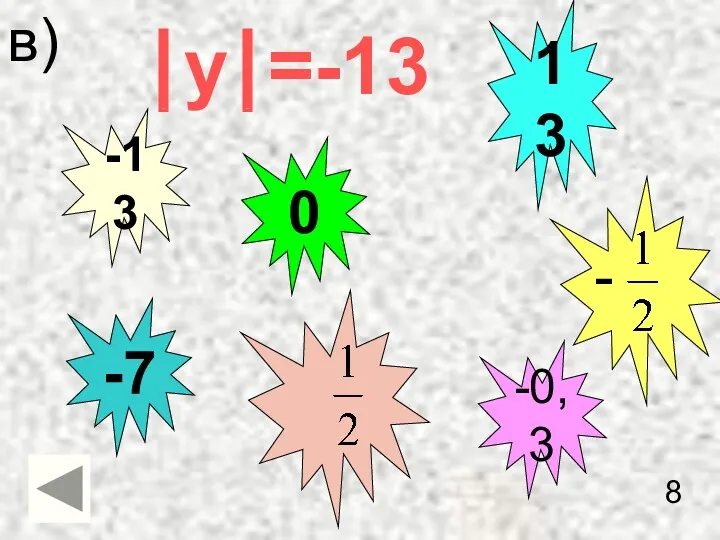 ⎪y⎪=-13 -13 -7 13 0 -0,3 - в) 8