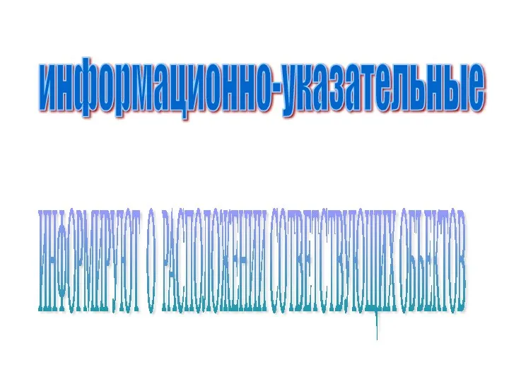 ИНФОРМИРУЮТ О РАСПОЛОЖЕНИИ СОТВЕТСТВУЮЩИХ ОБЪЕКТОВ информационно-указательные