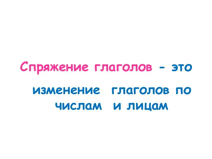 Спряжение глаголов - это изменение глаголов по числам и лицам