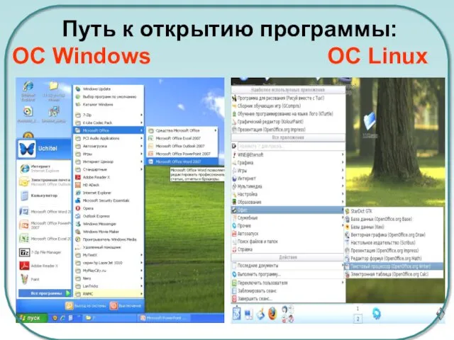 Путь к открытию программы: ОС Windows ОС Linux