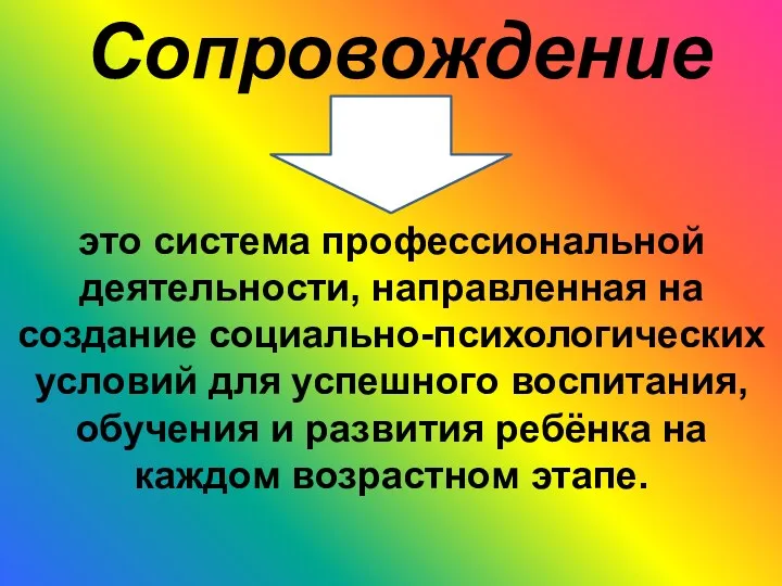 Сопровождение это система профессиональной деятельности, направленная на создание социально-психологических условий