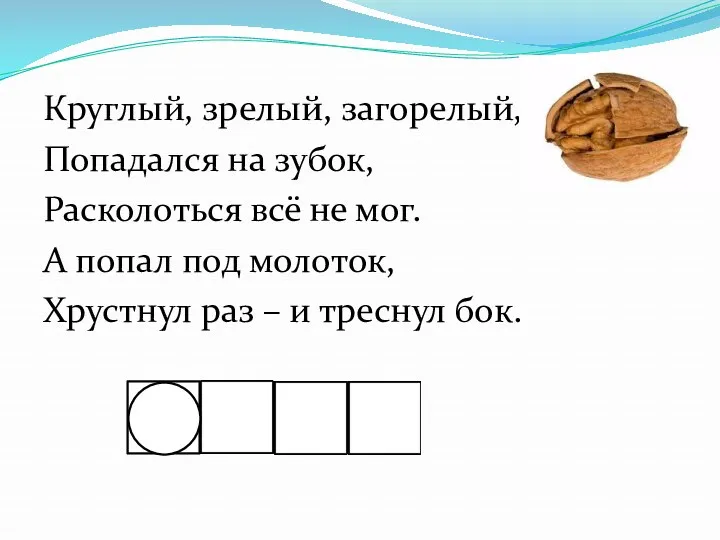 Круглый, зрелый, загорелый, Попадался на зубок, Расколоться всё не мог. А попал под