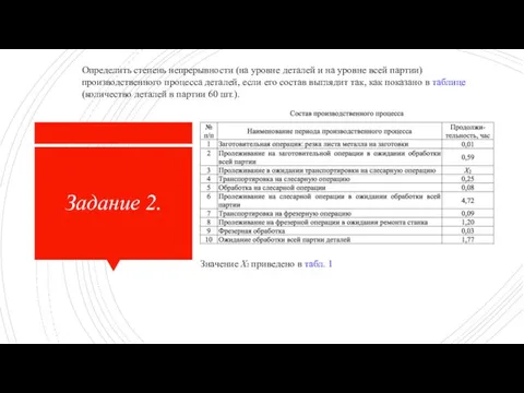 Задание 2. Определить степень непрерывности (на уровне деталей и на уровне всей партии)