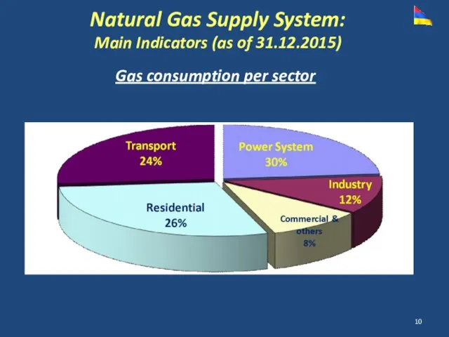 Natural Gas Supply System: Main Indicators (as of 31.12.2015) Gas consumption per sector
