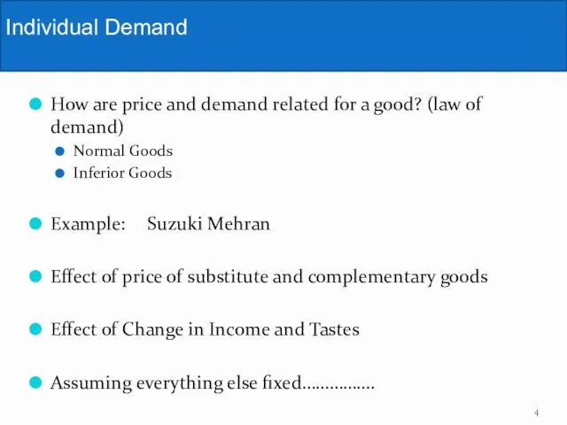 How are price and demand related for a good? (law