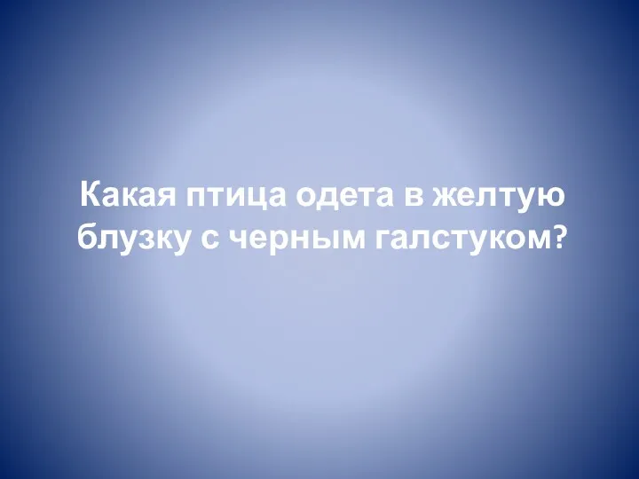 Какая птица одета в желтую блузку с черным галстуком?